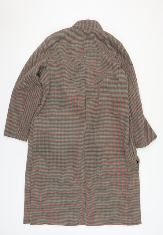 Marks and Spencer Women's Brown Long Check Coat Size 14