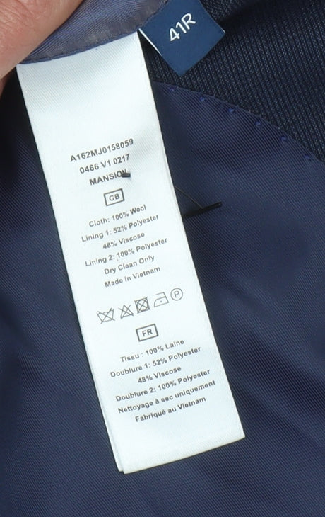 T.M.Lewin Men's Blue Slim Fit Blazer 41R