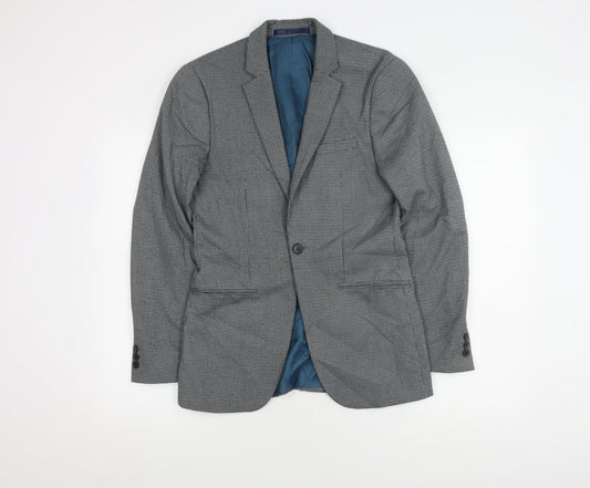 Topman Men's Grey Check Suit Jacket Size 34