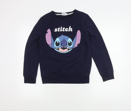 Disney Women's Blue Stitch Sweatshirt 2XS Pullover
