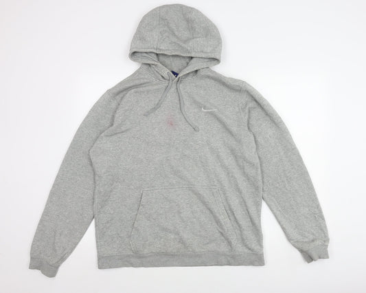 Nike Men's Grey Hoodie L - Logo, Pullover, Hooded, Casual