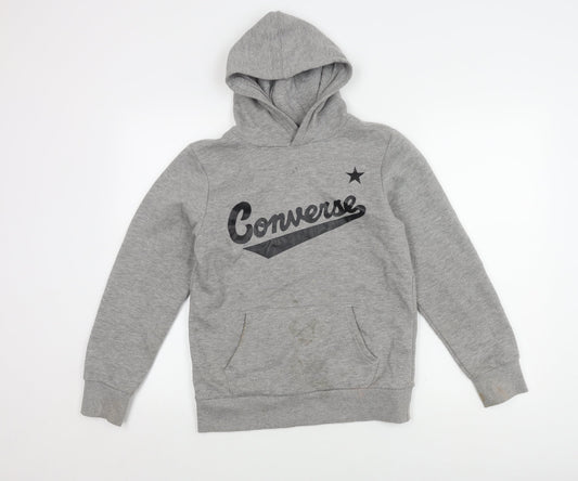 Converse Grey Girls' Pullover Hoodie, Size 12-13 Years, Casual