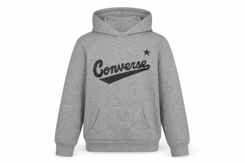 Front view of Converse Grey girls’' pullover hoodie, size 12-13, years, casual
