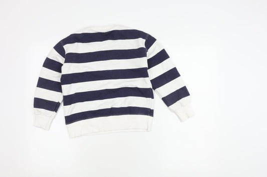 Zara Girls White Striped Sweatshirt, 9 Years, Pullover Style