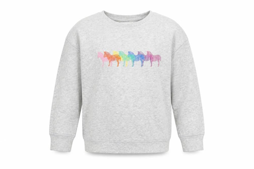 Front view of Next girls’ grey zebra graphic sweatshirt - 8 years