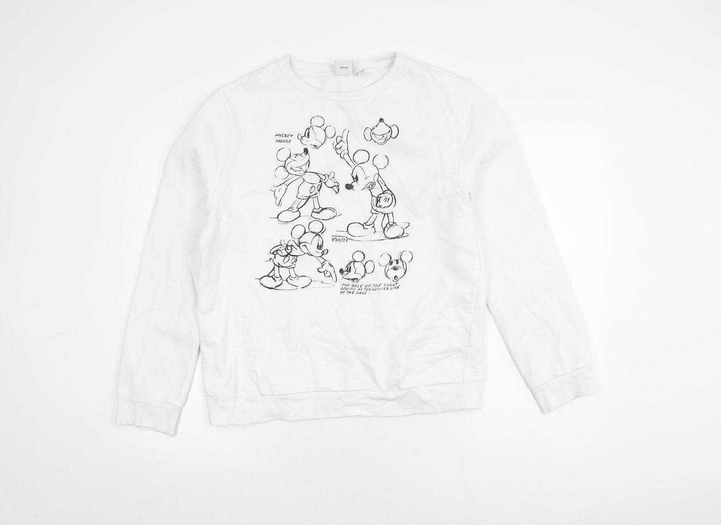 Disney White Unisex Sweatshirt - M Size, Mickey Mouse Graphic