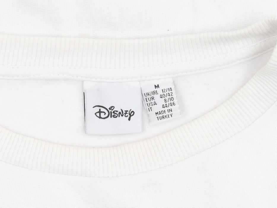 Disney White Unisex Sweatshirt - M Size, Mickey Mouse Graphic