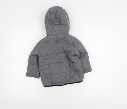 Mini V by Very Grey Puffer Jacket 18-24M Boys Winter Hooded