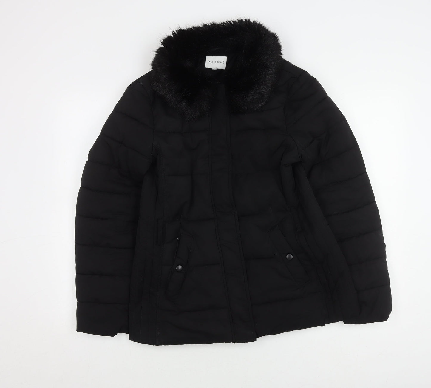 Warehouse Women's Black Puffer Jacket Size 10