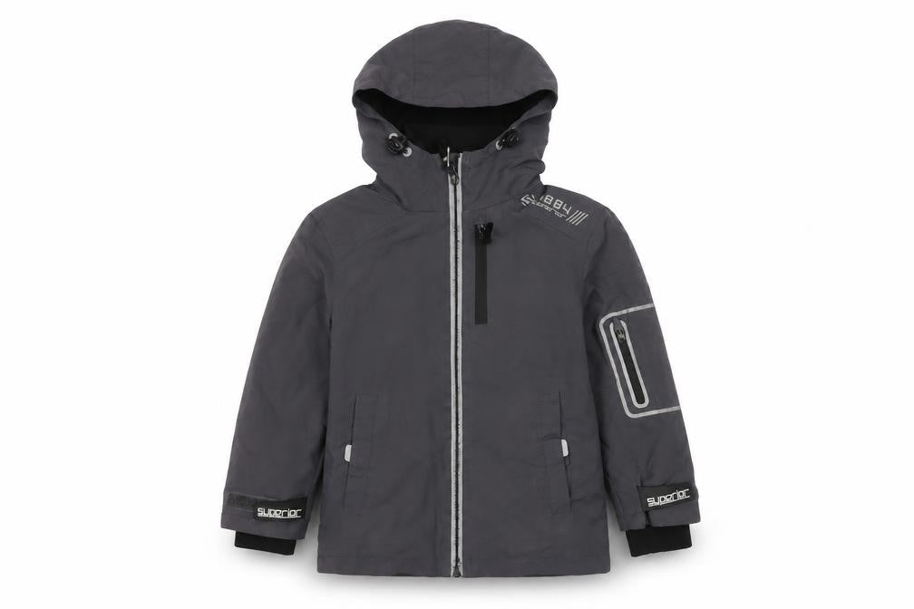 Front view of Marks & Spencer Grey boys’' jacket, size 5-6, hooded, lined