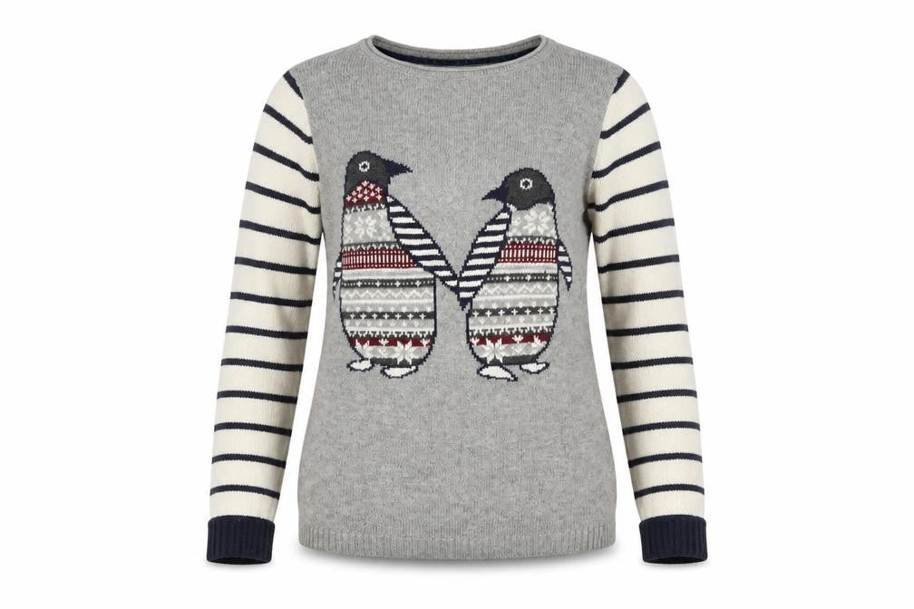 Front view of Mantaray Women's Grey Penguin Jumper, size 10