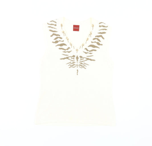 Olsen Women's Ivory Tank Top, Size 14, Bohemian V-Neck