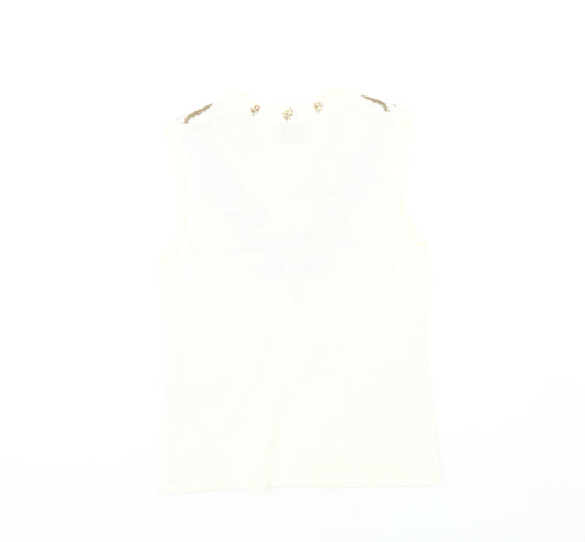 Olsen Women's Ivory Tank Top, Size 14, Bohemian V-Neck