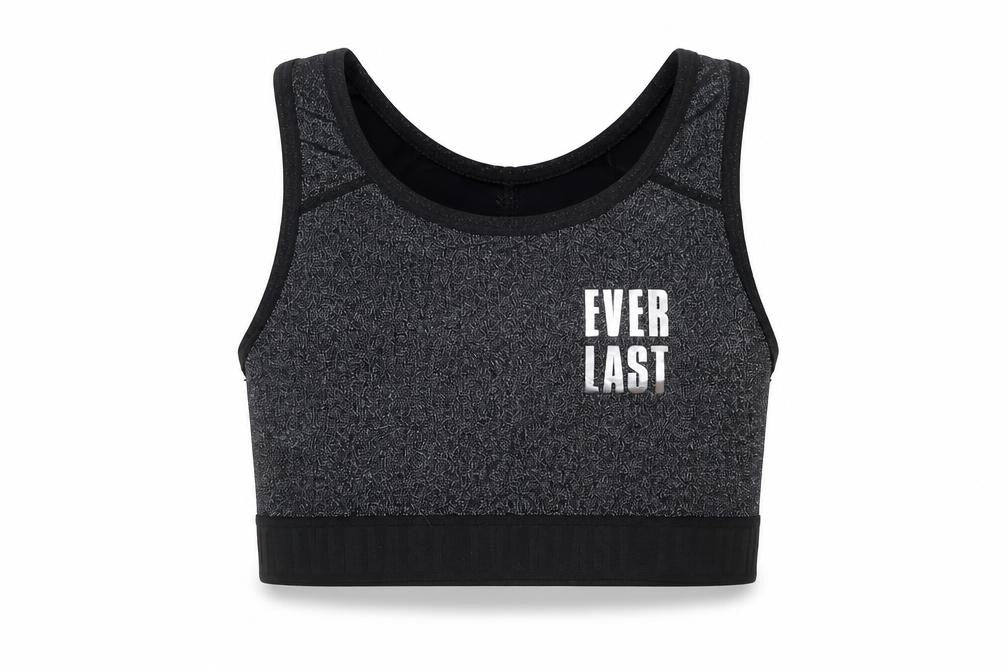 Front view of Everlast girls’ black athletic tank 7-8 years, sporty stretch top