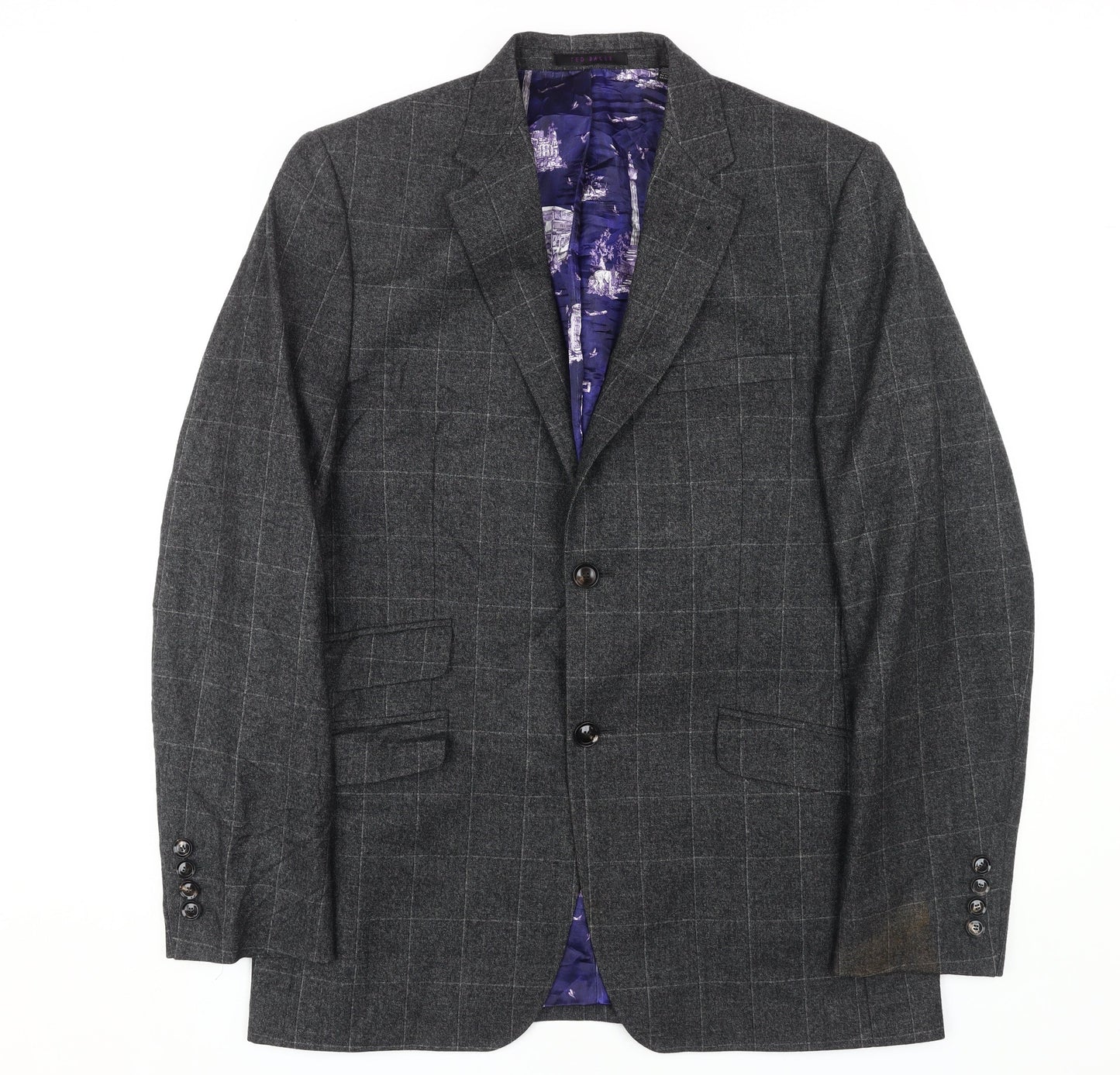 Ted Baker Men's Grey Check Blazer 38R Regular Fit