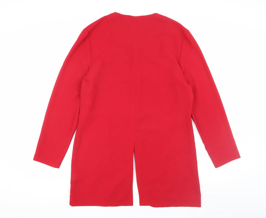 Next Women's Red Long Coat, UK 14, Button Accent