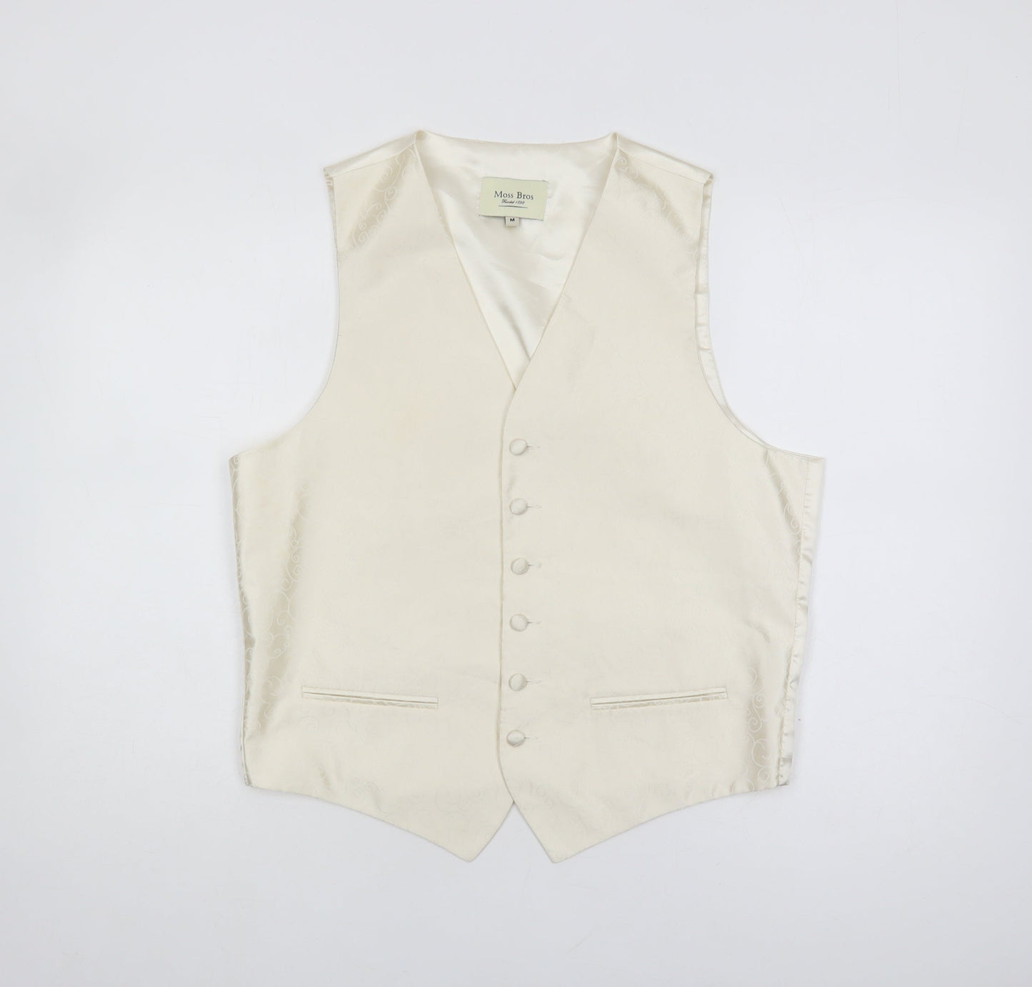 Moss Bros Ivory Waistcoat Men M Formal Polyester