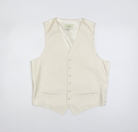 Moss Bros Ivory Waistcoat Men M Formal Polyester