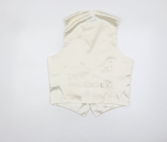 Moss Bros Ivory Waistcoat Men M Formal Polyester
