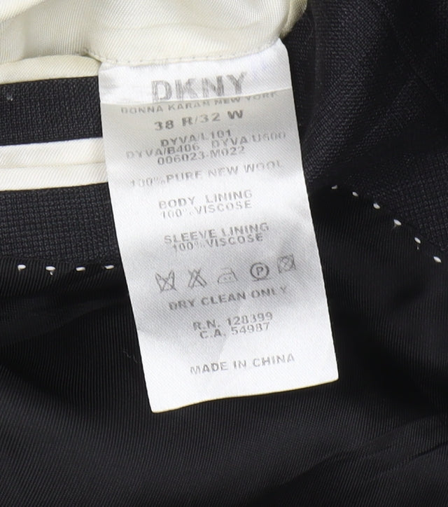 DKNY Men's Black Blazer, Size 38R, Formal Wool Jacket