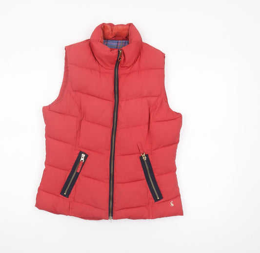 Joules Women's Red Quilted Gilet Waistcoat Size 10