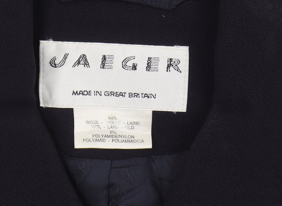 Jaeger Women's Black Wool Blazer, Size 10, Double-Breasted