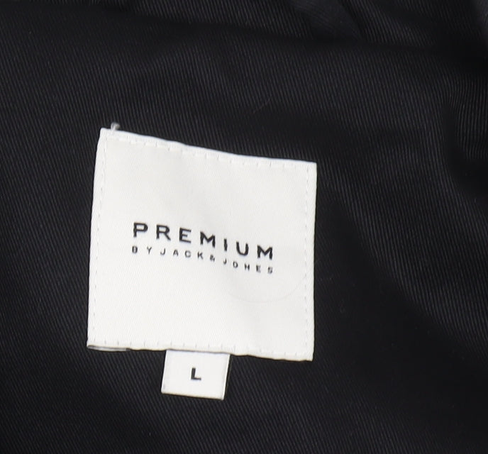 Premium Jack & Jones Black Overcoat Size L