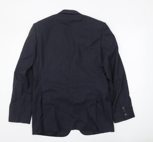 Jaeger Men's Blue Blazer 40R, Wool, Viscose Lining