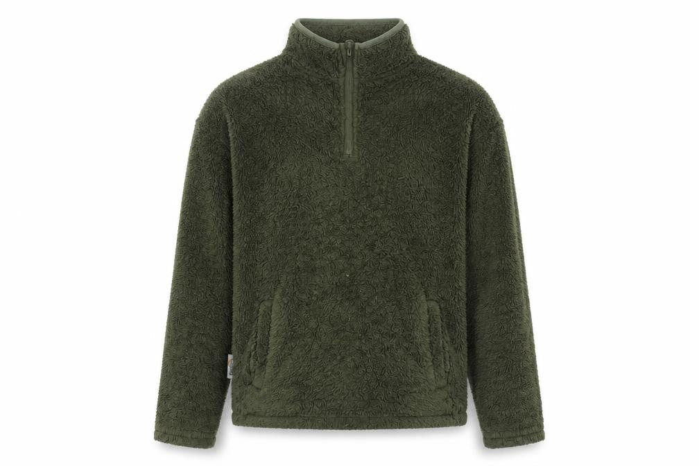 Front view of Peter Storm boys’ green fleece hoodie 13 years
