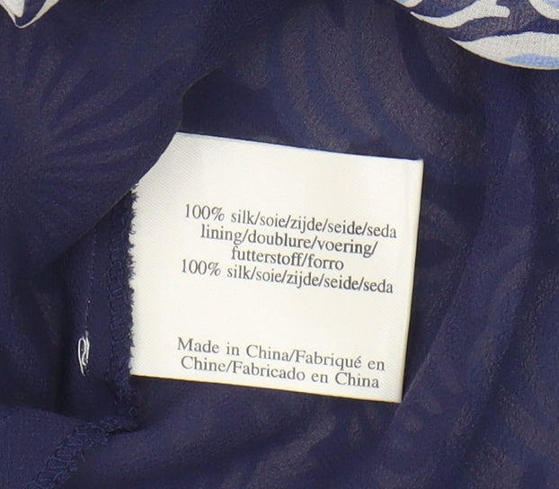 Laura Ashley Women's Blue Floral Silk Dress Size 10