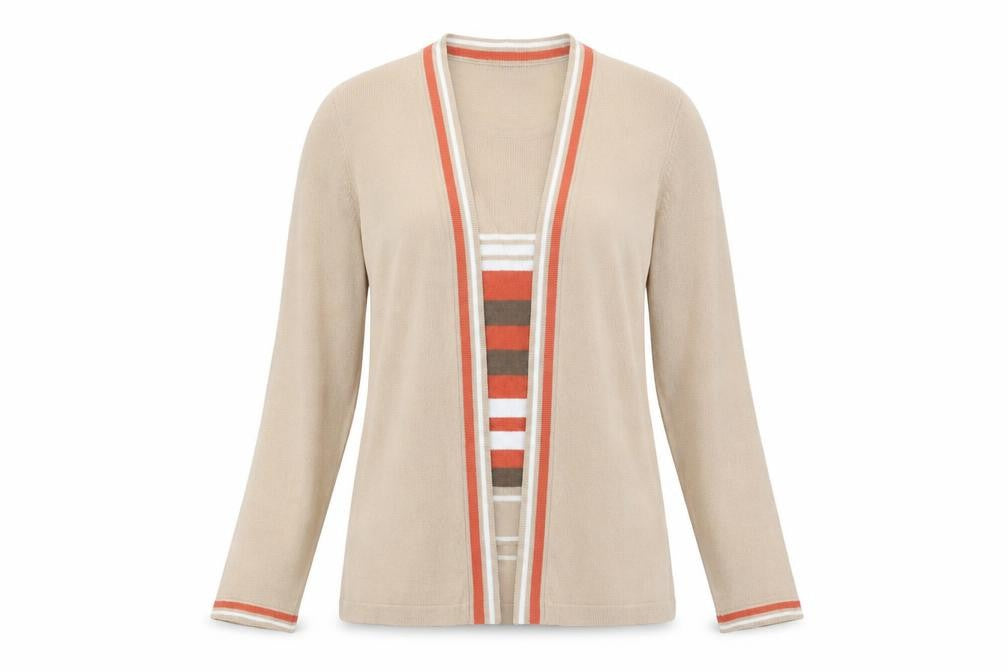 Front view of Honor Millburn Beige Women's Cardigan, size M