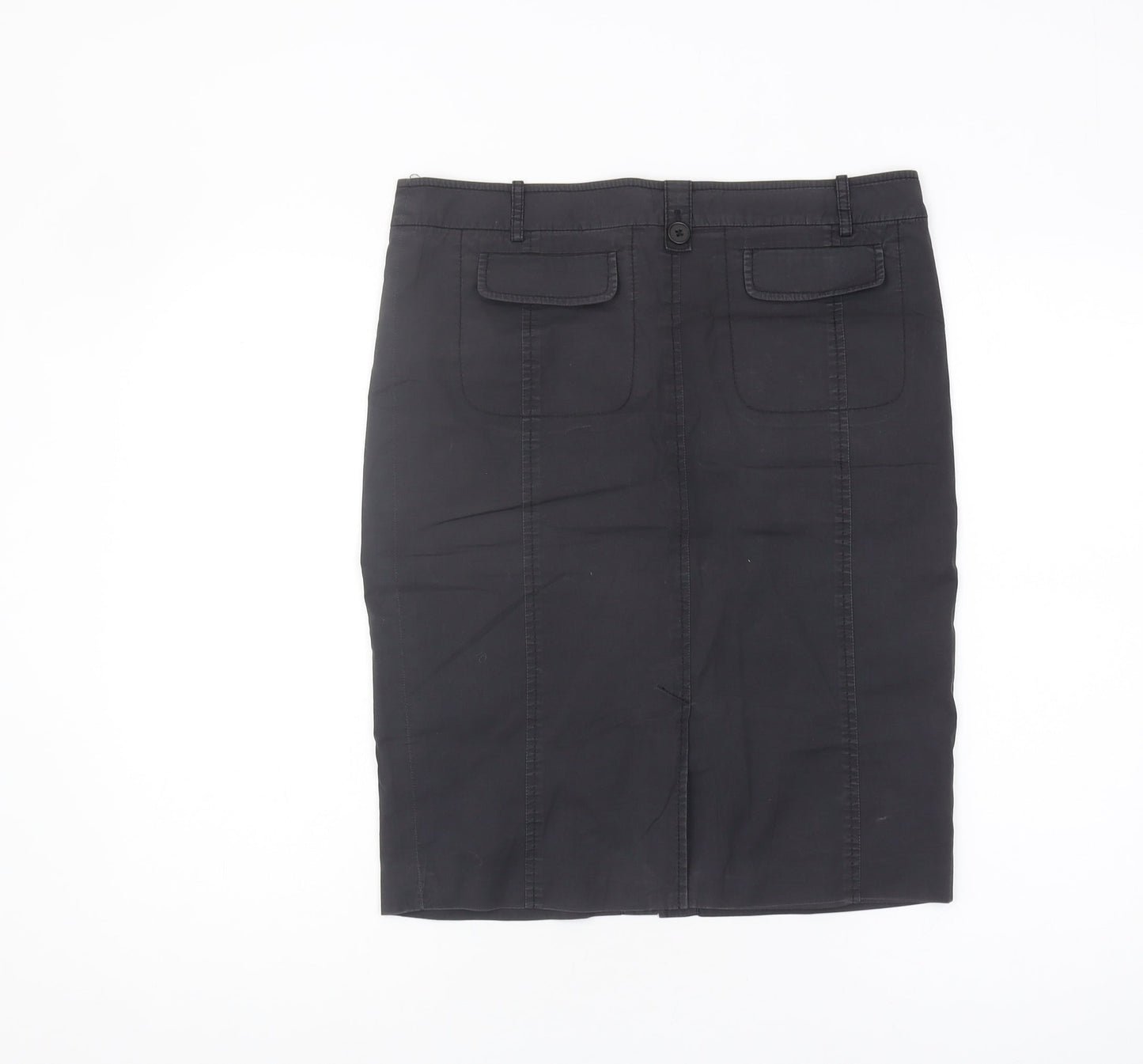 Reiss Women's Black Pencil Skirt Size 12 Cotton Blend