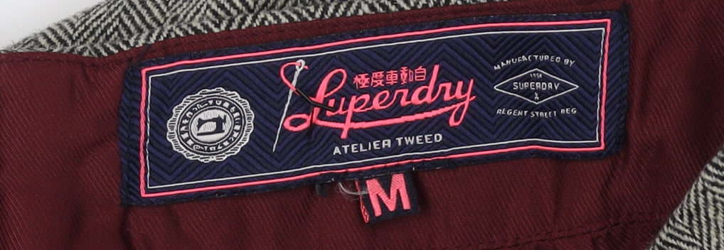 Superdry Women's Grey Tweed Herringbone Skirt, M