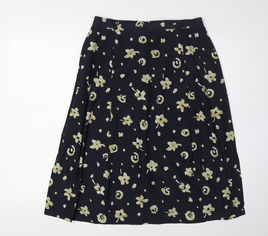Jacques Vert Women's Blue Floral Pleated Skirt Size 12