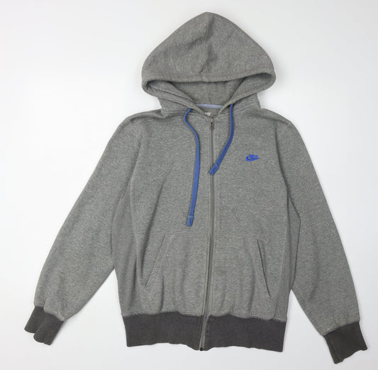 Nike Men's Grey S Full Zip Hoodie with Logo