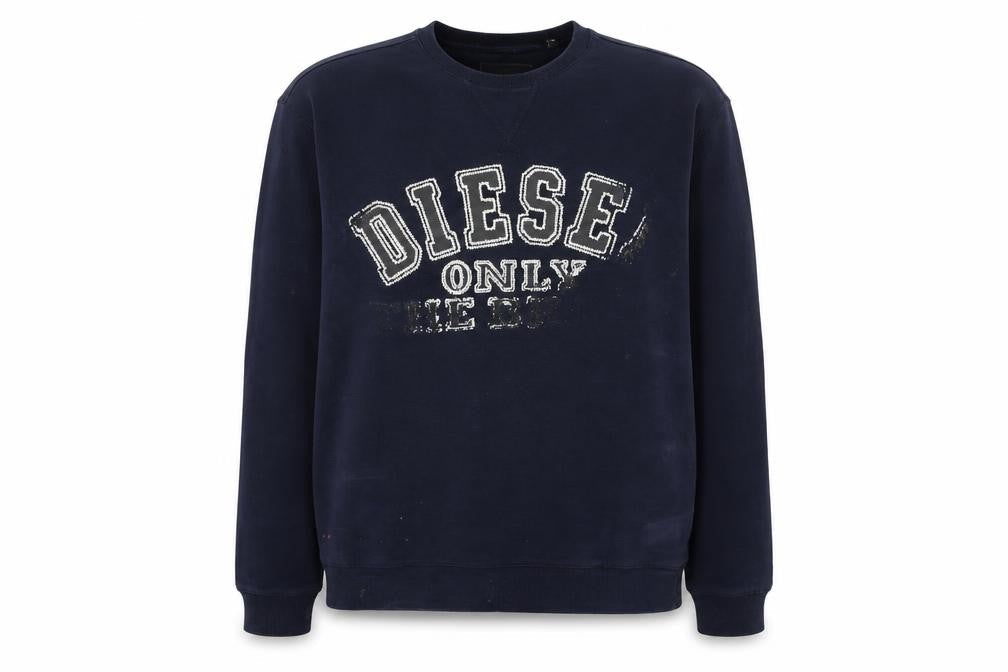 Unisex Adults UK M Regular Diesel Blue Pullover Sweatshirt