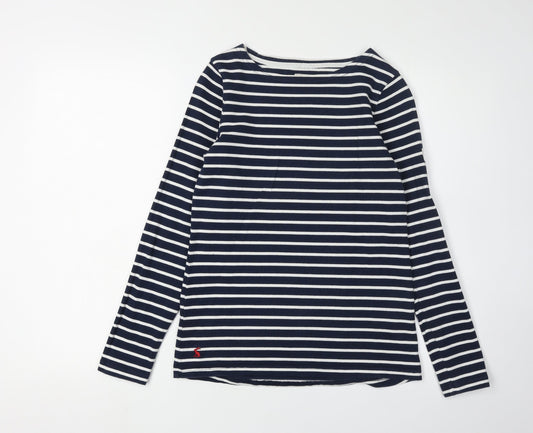 Joules Women's Blue Striped Cotton T-Shirt Size 8