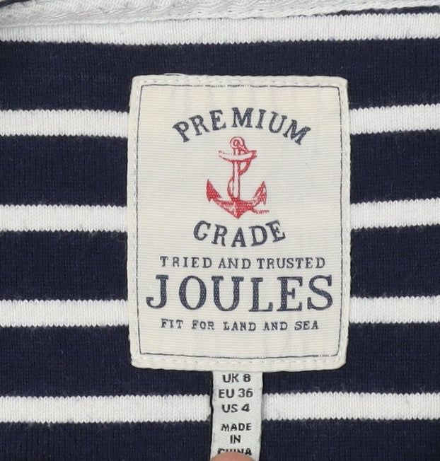 Joules Women's Blue Striped Cotton T-Shirt Size 8
