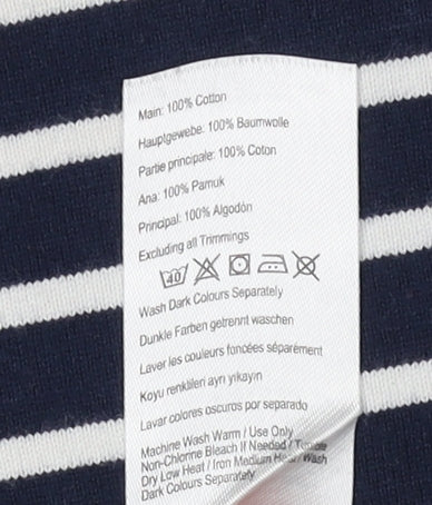 Joules Women's Blue Striped Cotton T-Shirt Size 8