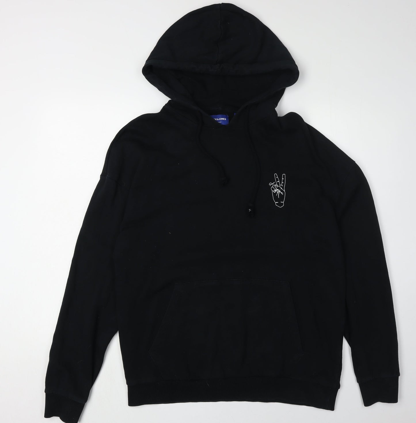 Jack & Jones Men's Black Hoodie L Graphic Pullover