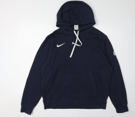 Nike Men's Blue Pullover Hoodie M, Logo Accent