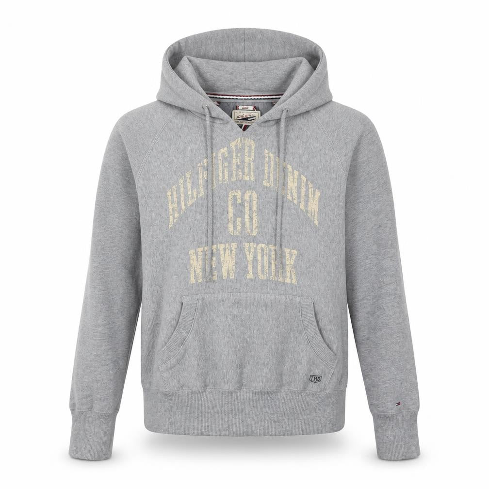 Womens UK S Regular Tommy Hilfiger Grey Pullover Hoodie