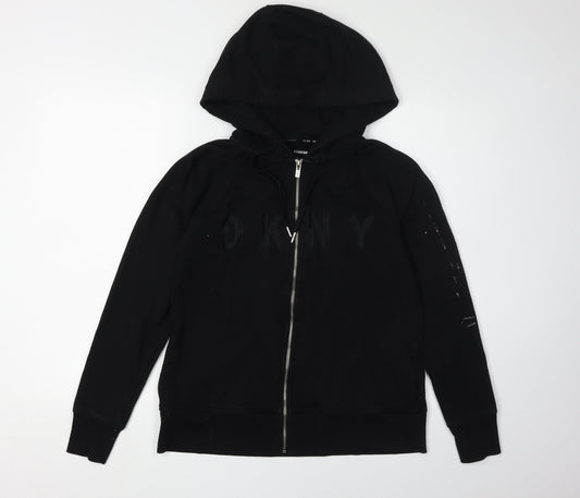 DKNY Women's Black Full Zip Hoodie - Medium, Casual Wear