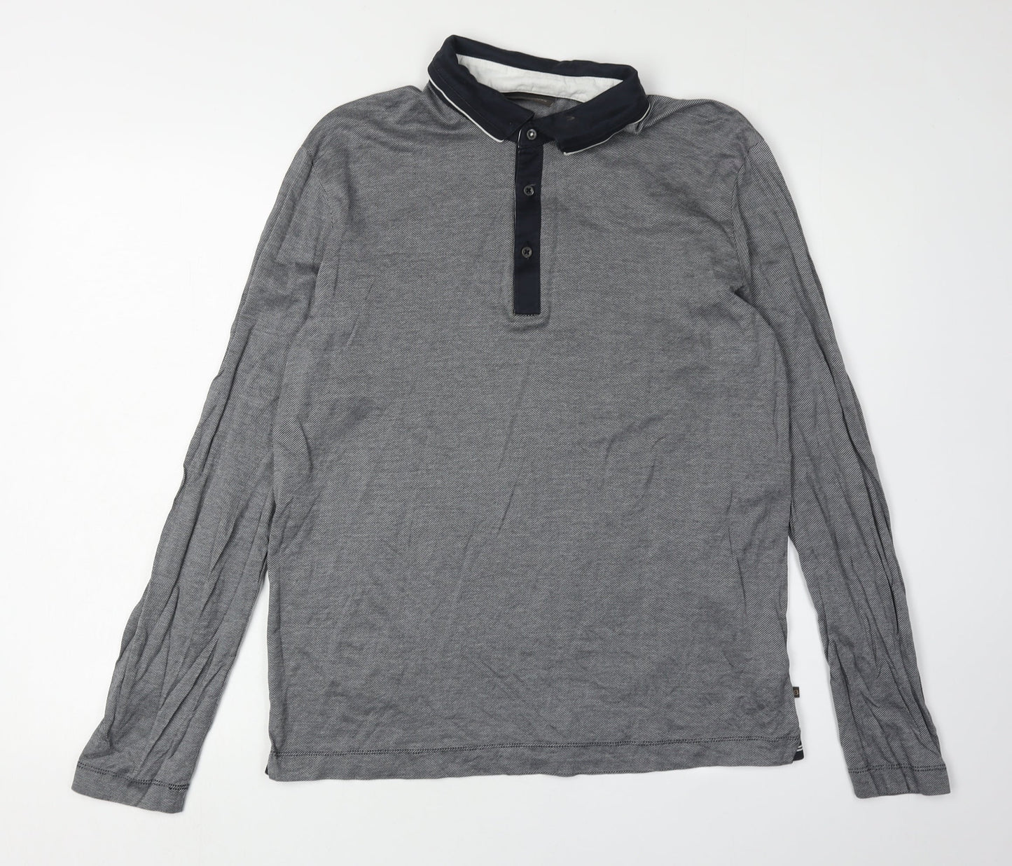 Hugo Boss Men's Grey Long Sleeve Polo, Size L