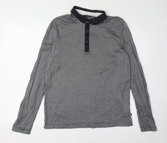 Hugo Boss Men's Grey Long Sleeve Polo, Size L