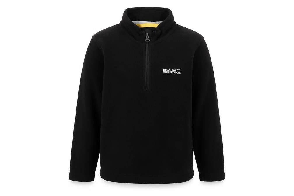 Front view of Regatta boys’' black fleece 1/2 zip sweatshirt 5-6 years
