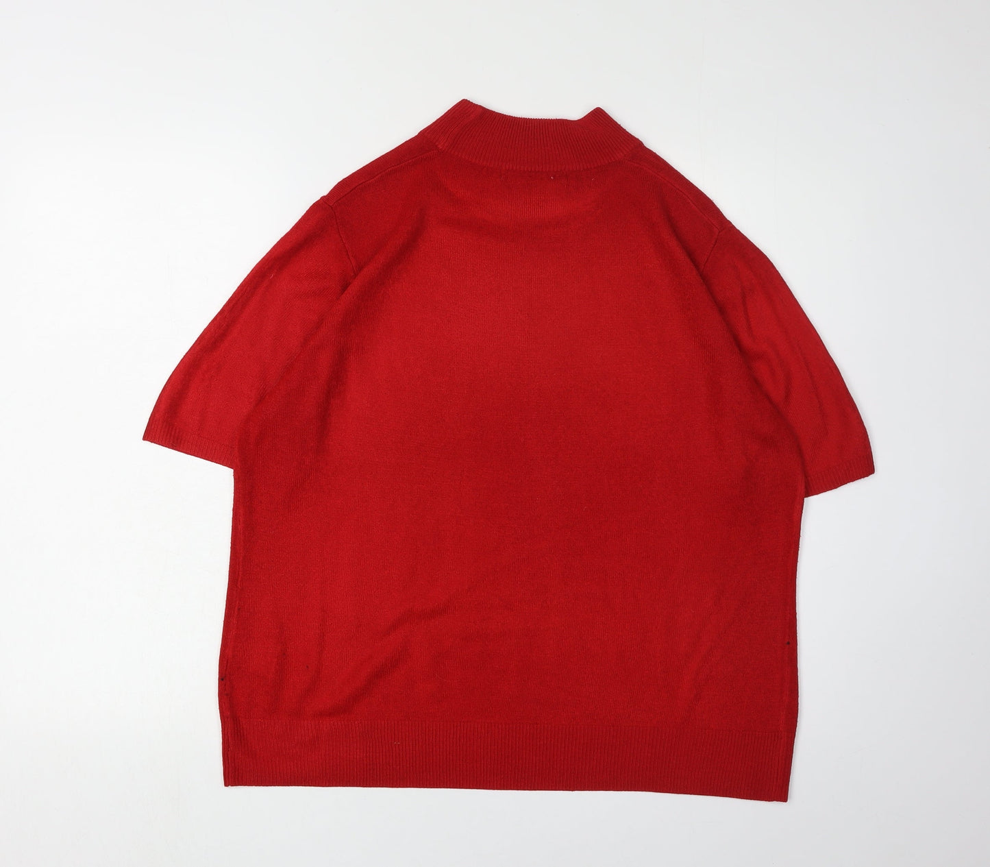 Alexara Women's Red Short Sleeve Mock Neck Jumper M