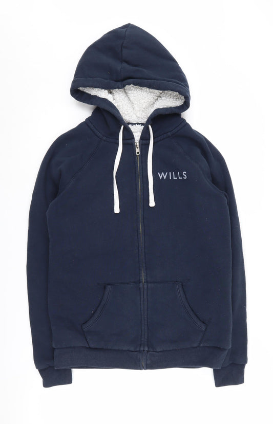 Jack Wills Women's Blue Full Zip Hoodie Size 12