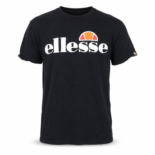 Front view of Ellesse Men's Black T-Shirt, size S, Cotton Crew Neck