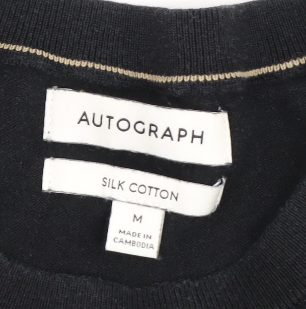 Marks and Spencer Black Cotton Silk Pullover Jumper - M